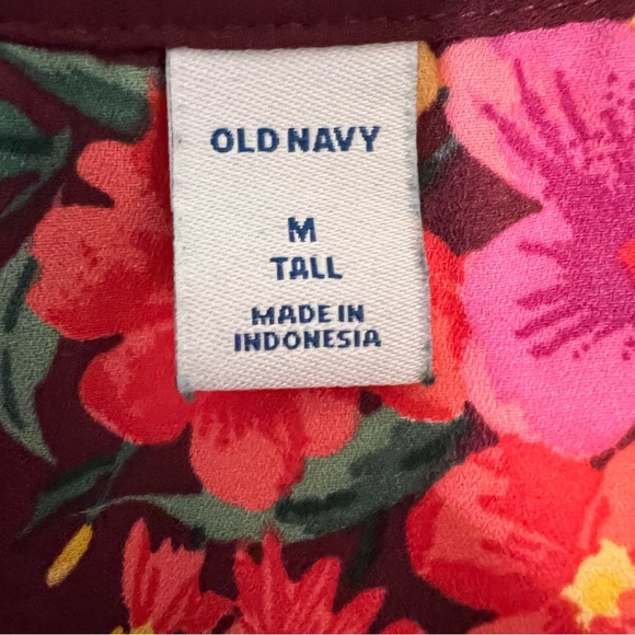 Old navy, dress floral shift burgundy,  M Tall. - Picture 15 of 15